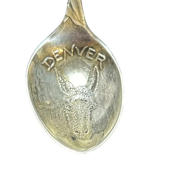 Not Sure Other - Sterling Silver Souvenir Spoon Denver Donkey Burro Mule Antique Vintage 3 1/2”